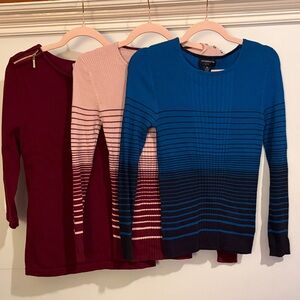 Liz Claiborne Women's Sweater Trio - Burgundy, Pink, Blue